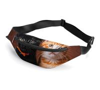 Zipper Fanny Pack for Men Women Fashion Waist Bag Stylish Crossbody Bags with Adjustable Strap Cute Kitten Black And Orange Cat Travel Chest Bags Belt Bags for Running Hiking Workout Cycling, Cute