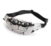 Zipper Fanny Pack for Men Women Fashion Waist Bag Stylish Crossbody Bags with Adjustable Strap Design Hipster Cat Kitten Glasses Travel Chest Bags Belt Bags for Running Hiking Workout Cycling, Design