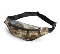 Zipper Fanny Pack for Men Women Fashion Waist Bag Stylish Crossbody Bags with Adjustable Strap Egyptian Pyramids Travel Chest Bags Belt Bags for Running Hiking Workout Cycling, Egyptian Pyramids, 14.2