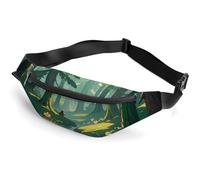 Zipper Fanny Pack for Men Women Fashion Waist Bag Stylish Crossbody Bags with Adjustable Strap Enchanted Wilderness Fantasy on Dark Green Travel Chest Bags Belt Bags for Running Hiking Workout Cyclin