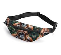 Zipper Fanny Pack for Men Women Fashion Waist Bag Stylish Crossbody Bags with Adjustable Strap Gorillas Travel Chest Bags Belt Bags for Running Hiking Workout Cycling, Gorillas, 14.2 × 5.9 inches