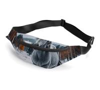 Zipper Fanny Pack for Men Women Fashion Waist Bag Stylish Crossbody Bags with Adjustable Strap Gray Horse in Winter Landscape Snowy Wilderness Travel Chest Bags Belt Bags for Running Hiking Workout Cy