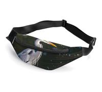 Zipper Fanny Pack for Men Women Fashion Waist Bag Stylish Crossbody Bags with Adjustable Strap Gray Heron Print in Water Travel Chest Bags Belt Bags for Running Hiking Workout Cycling, Gray Heron