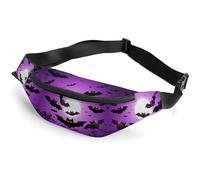 Zipper Fanny Pack for Men Women Fashion Waist Bag Stylish Crossbody Bags with Adjustable Strap Halloween Flying Purple Bats Travel Chest Bags Belt Bags for Running Hiking Workout Cycling, Halloween