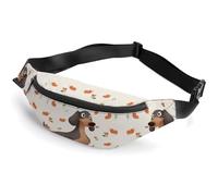 Zipper Fanny Pack for Men Women Fashion Waist Bag Stylish Crossbody Bags with Adjustable Strap I Love My Dog Dachshunds Travel Chest Bags Belt Bags for Running Hiking Workout Cycling, I Love My Dog