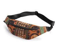 Zipper Fanny Pack for Men Women Fashion Waist Bag Stylish Crossbody Bags with Adjustable Strap Jazz Music Equipment with Vintage Background Travel Chest Bags Belt Bags for Running Hiking Workout Cycli