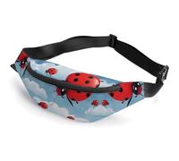 Zipper Fanny Pack for Men Women Fashion Waist Bag Stylish Crossbody Bags with Adjustable Strap Ladybug And Cloud Travel Chest Bags Belt Bags for Running Hiking Workout Cycling, Ladybug And Cloud, 14.2