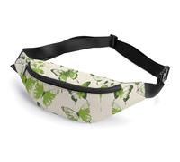 Zipper Fanny Pack for Men Women Fashion Waist Bag Stylish Crossbody Bags with Adjustable Strap Lime Green Butterfly Travel Chest Bags Belt Bags for Running Hiking Workout Cycling, Lime Green Butterfly