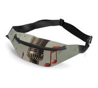 Zipper Fanny Pack for Men Women Fashion Waist Bag Stylish Crossbody Bags with Adjustable Strap Microphone with Music Note Travel Chest Bags Belt Bags for Running Hiking Workout Cycling, Microphone