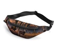 Zipper Fanny Pack for Men Women Fashion Waist Bag Stylish Crossbody Bags with Adjustable Strap Nature Wild Animal Deers Travel Chest Bags Belt Bags for Running Hiking Workout Cycling, Nature Wild