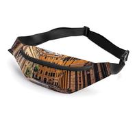 Zipper Fanny Pack for Men Women Fashion Waist Bag Stylish Crossbody Bags with Adjustable Strap Old Courtyard Cafe Chair City Rome Italy Travel Chest Bags Belt Bags for Running Hiking Workout Cycling