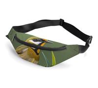 Zipper Fanny Pack for Men Women Fashion Waist Bag Stylish Crossbody Bags with Adjustable Strap Outdoor Olive Green Flowering Birds Travel Chest Bags Belt Bags for Running Hiking Workout Cycling