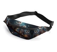Zipper Fanny Pack for Men Women Fashion Waist Bag Stylish Crossbody Bags with Adjustable Strap Owl on Tree Travel Chest Bags Belt Bags for Running Hiking Workout Cycling, Owl on Tree, 14.2 × 5.9