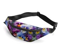 Zipper Fanny Pack for Men Women Fashion Waist Bag Stylish Crossbody Bags with Adjustable Strap Pansy Perfection Travel Chest Bags Belt Bags for Running Hiking Workout Cycling, Pansy Perfection, 14.2 ×