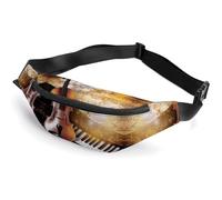Zipper Fanny Pack for Men Women Fashion Waist Bag Stylish Crossbody Bags with Adjustable Strap Piano Violin Music Notes Travel Chest Bags Belt Bags for Running Hiking Workout Cycling, Piano Violin