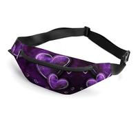 Zipper Fanny Pack for Men Women Fashion Waist Bag Stylish Crossbody Bags with Adjustable Strap Purple Hearts Travel Chest Bags Belt Bags for Running Hiking Workout Cycling, Purple Hearts, 14.2 × 5.9