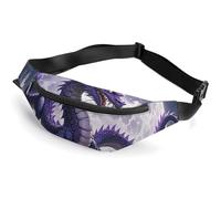Zipper Fanny Pack for Men Women Fashion Waist Bag Stylish Crossbody Bags with Adjustable Strap Purple Dragon Purple Moon Travel Chest Bags Belt Bags for Running Hiking Workout Cycling, Purple Dragon