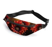 Zipper Fanny Pack for Men Women Fashion Waist Bag Stylish Crossbody Bags with Adjustable Strap Red Sunflower Travel Chest Bags Belt Bags for Running Hiking Workout Cycling, Red Sunflower, 14.2 × 5.9