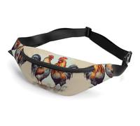 Zipper Fanny Pack for Men Women Fashion Waist Bag Stylish Crossbody Bags with Adjustable Strap Rooster And Hen Travel Chest Bags Belt Bags for Running Hiking Workout Cycling, Rooster And Hen, 14.2 ×