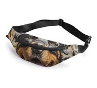 Zipper Fanny Pack for Men Women Fashion Waist Bag Stylish Crossbody Bags with Adjustable Strap Rottweiler Dogs Tongue Head Travel Chest Bags Belt Bags for Running Hiking Workout Cycling, Rottweiler