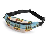 Zipper Fanny Pack for Men Women Fashion Waist Bag Stylish Crossbody Bags with Adjustable Strap Seaside Beach Yellow Geometric Pineapple Travel Chest Bags Belt Bags for Running Hiking Workout Cycling