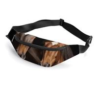 Zipper Fanny Pack for Men Women Fashion Waist Bag Stylish Crossbody Bags with Adjustable Strap Two Horses Standing on Black Background Travel Chest Bags Belt Bags for Running Hiking Workout Cycling