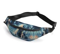 Zipper Fanny Pack for Men Women Fashion Waist Bag Stylish Crossbody Bags with Adjustable Strap Two Polar Bears Travel Chest Bags Belt Bags for Running Hiking Workout Cycling, Two Polar Bears, 14.2 ×
