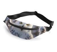 Zipper Fanny Pack for Men Women Fashion Waist Bag Stylish Crossbody Bags with Adjustable Strap Winter White Owl Travel Chest Bags Belt Bags for Running Hiking Workout Cycling, Winter White Owl, 14.2 ×