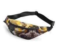 Zipper Fanny Pack for Men Women Fashion Waist Bag Stylish Crossbody Bags with Adjustable Strap Yellow And White Python Travel Chest Bags Belt Bags for Running Hiking Workout Cycling, Yellow And White