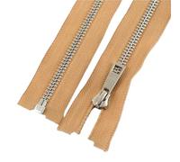 Zipper Fastener 10pcs Clothes Sewing Closures Zippers, 5# Single Open Silver Teeth Zip, Metal Zipper(Khaki,80cm)