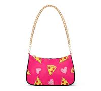 Zipper Floral Shoulder Purses Cartoon Pizza Slices Hearts Pink Tote Handbags Designer Womens Casual Purse Hobo with Chain Strap