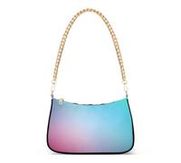 Zipper Floral Shoulder Purses Teal Gradient Blue Pink Handbag Medium Cartoon Womens Hobo Totes Purse Bags with Chain Strap
