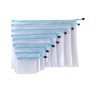 Zipper Folder A3/A4/A5/A6 Mesh Zipper Pouch Waterproof Plastic Document File Organizer Large Capacity Archive Folder for File Storage(08-A6(16X12CM)-1pc)