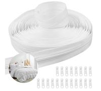 Zipper for Sewing 20 Yards Heavy Duty Continuous Zip with 20 Pcs Slider Nylon Replacement for DIY Bags Crafts Purses (Weiß)