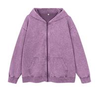 Zipper Hoodie Aesthetic Y2K Hip Hop Hoodie Casual Teenager Girls Sweatshirt Plain Hooded Jacket Long Sleeve Shirt Women Long Sleeve Jumper for Sports Fitness Outdoor Transition Jacket, purple, M