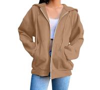 Zipper Hoodie Women's Aesthetic Y2K Hip Hop Hoodie Casual Teenager Girls Sweatshirt Plain Hooded Jacket Sweat Jacket Women Long Sleeve Pullover for Sports Fitness Outdoor Transition Jacket, khaki, M