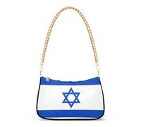 Zipper Ladies Shoulder Bag Floral Israel National Flag Tote Handbags Vivid Womens Small Hobo Purse with Chain Strap