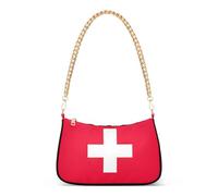Zipper Ladies Shoulder Bag Floral Switzerland Flag Clutch Handbags Vintage Womens Hobo Evening Purse with Chain Strap
