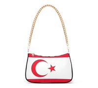 Zipper Ladies Shoulder Bag Prints Turkish Republic Northern Cyprus Flag Designer Handbag Elegant Womens Classic Formal Purse Hobo with Chain Strap