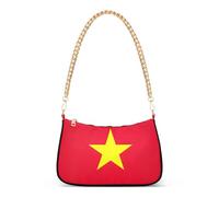 Zipper Ladies Shoulder Bag Prints Vietnam Flag Clutch Handbags Floral Womens Crossbody Purse with Chain Strap