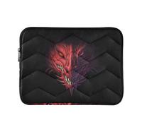Zipper Laptop Messenger Bag, Case Sleeve Suitable for 13 in to 14 in Notebook Bag, Shoulder Strap Tablet Briefcase Print Angry Red Dragon Head On Black