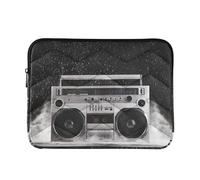 Zipper Laptop Messenger Bag, Case Sleeve Suitable for 13 in to 14 in Notebook Bag, Shoulder Strap Tablet Briefcase Print 1980s Silver Retro Ghetto Blaster