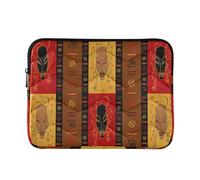 Zipper Laptop Messenger Bag, Case Sleeve Suitable for 13 in to 14 in Notebook Bag, Shoulder Strap Tablet Briefcase Print Tribal African Masks Ethnic Afro American Ornament
