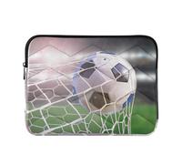 Zipper Laptop Messenger Bag, Case Sleeve Suitable for 13 in to 14 in Notebook Bag, Shoulder Strap Tablet Briefcase Print Flying Soccer Ball Net