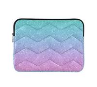 Zipper Laptop Messenger Bag, Case Sleeve Suitable for 13 in to 14 in Notebook Bag, Shoulder Strap Tablet Briefcase Print Glitter Texture with Blue Pink Color Effect