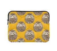 Zipper Laptop Messenger Bag, Case Sleeve Suitable for 13 in to 14 in Notebook Bag, Shoulder Strap Tablet Briefcase Print Cute Hedgehog in Vintage Style