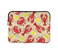 Zipper Laptop Messenger Bag, Case Sleeve Suitable for 13 in to 14 in Notebook Bag, Shoulder Strap Tablet Briefcase Lobster Crab with Lemon Dill Seamless