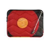Zipper Laptop Messenger Bag, Case Sleeve Suitable for 13 in to 14 in Notebook Bag, Shoulder Strap Tablet Briefcase Print Red Turntable Vinyl Record Player