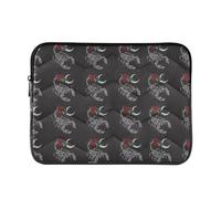 Zipper Laptop Messenger Bag, Case Sleeve Suitable for 13 in to 14 in Notebook Bag, Shoulder Strap Tablet Briefcase Print Scorpion Red Rose Flowers Crescent Moon On Black