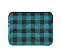Zipper Laptop Messenger Bag, Case Sleeve Suitable for 15 in to 16 in Notebook Bag, Shoulder Strap Tablet Briefcase Print Teal Black Buffalo Plaid Checker